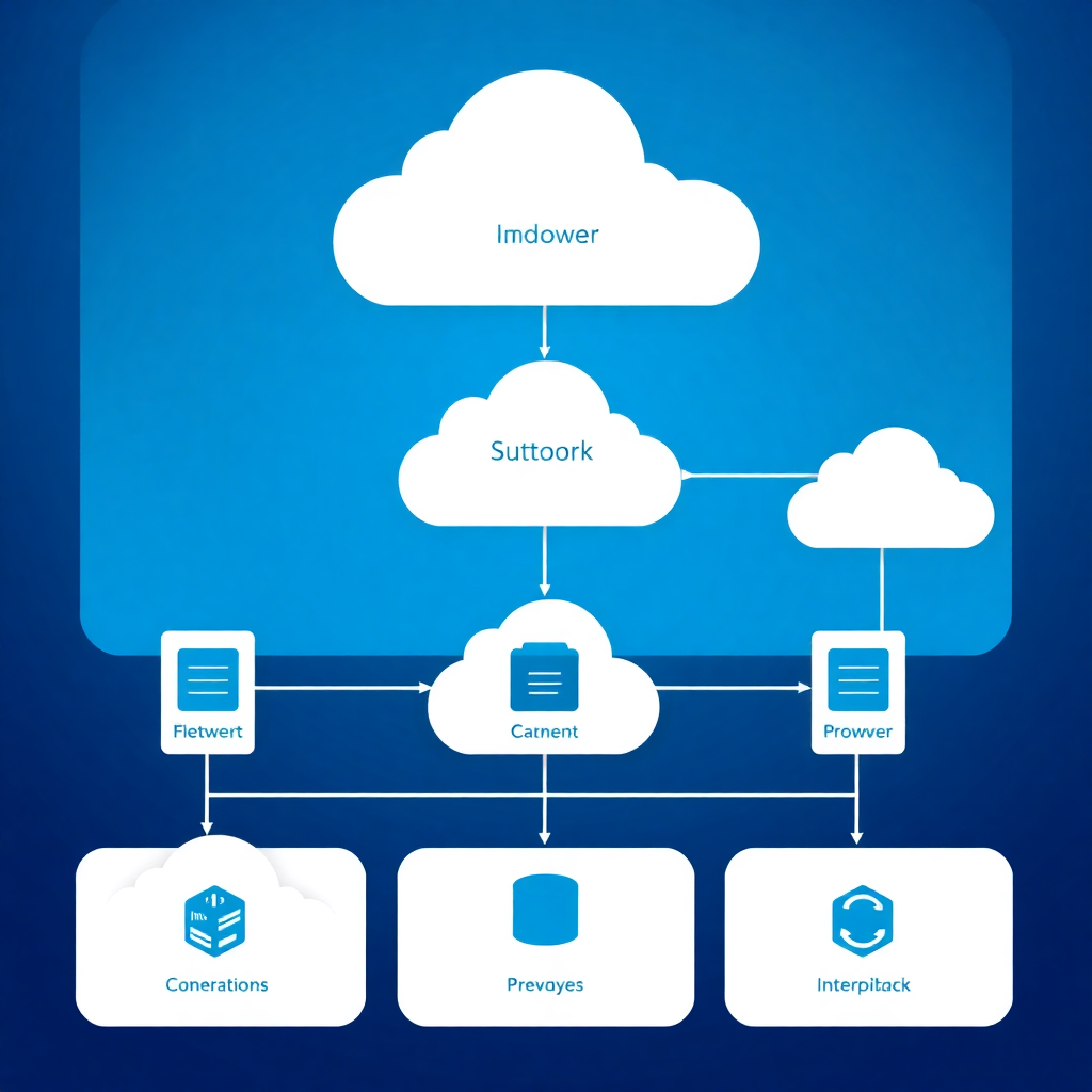 cloud infrastructure diagram, DevOps pipeline, server networks, modern data center, blue technology theme