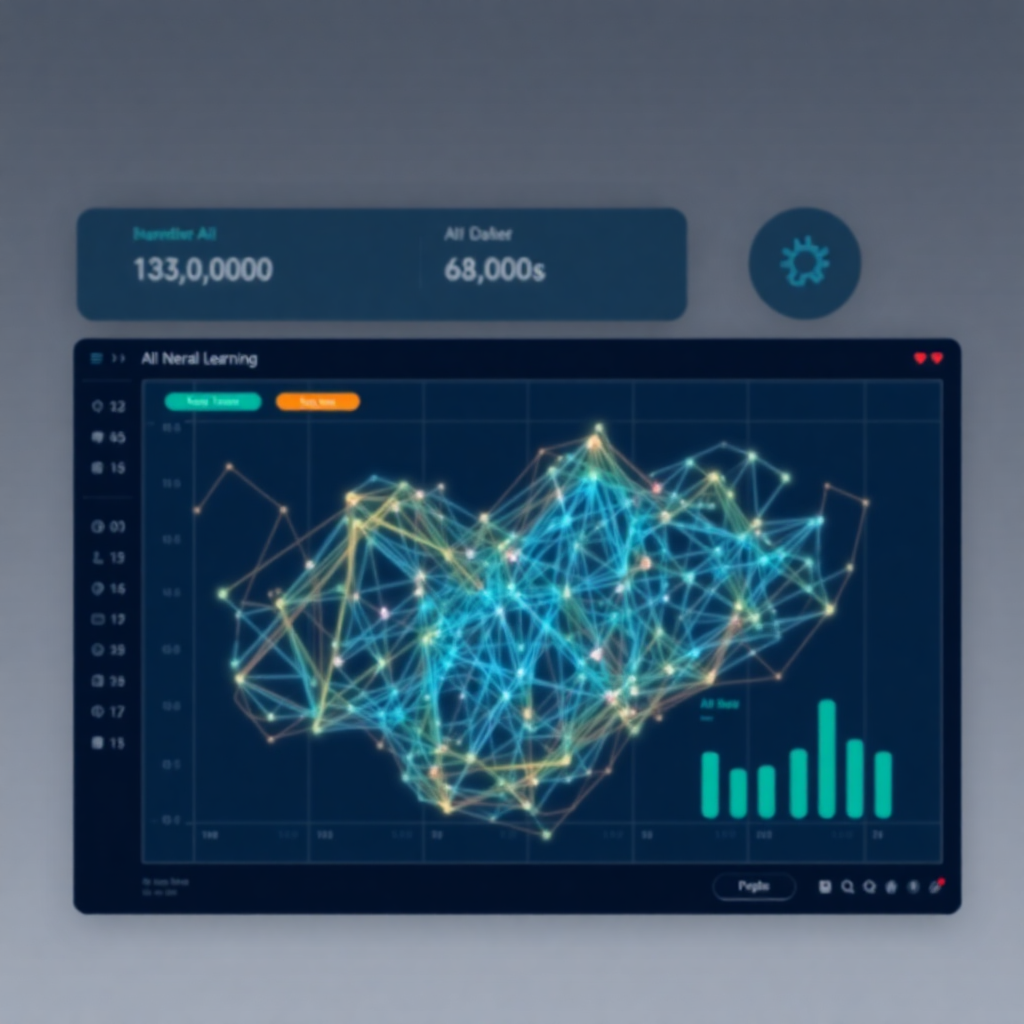 machine learning model interface, neural network visualization, AI data science dashboard