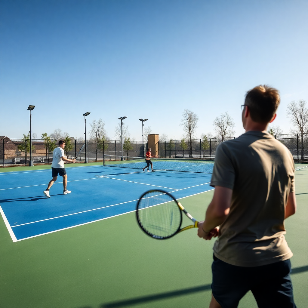 professional padel tennis court with players in action, modern sports facility, dynamic photography