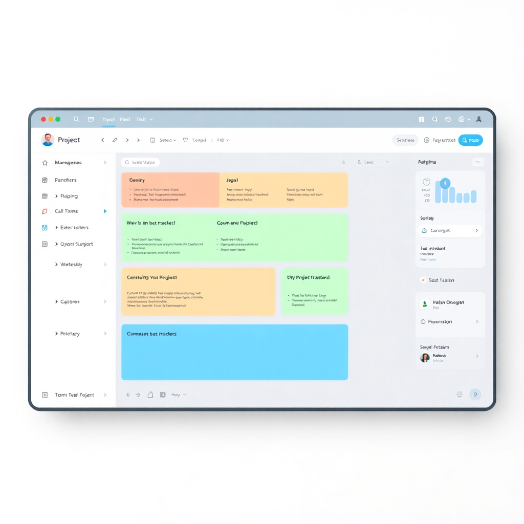 project management SaaS interface with kanban boards, team collaboration, modern UI design