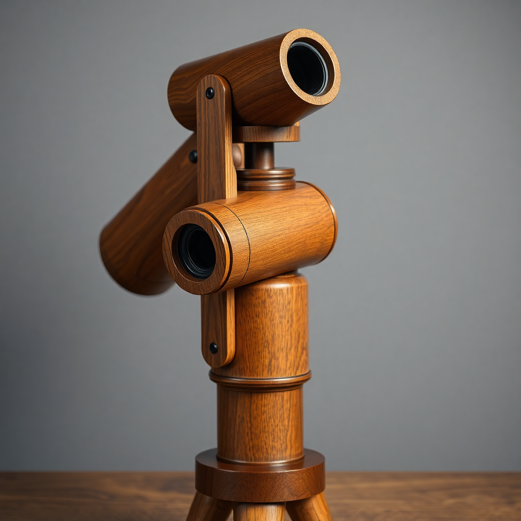 Wooden teleidoscope with smooth finish, professional product photography