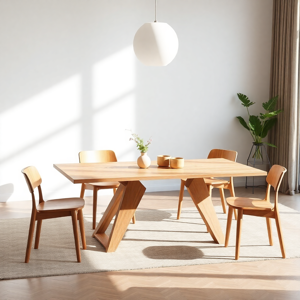 wooden dining table furniture modern minimalist style product photo