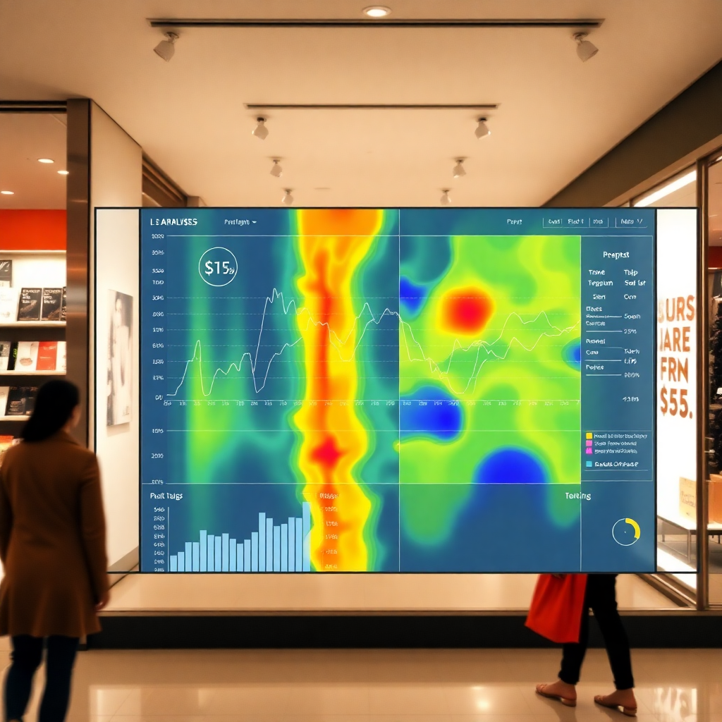 retail analytics dashboard with foot traffic heat maps and customer journey visualization