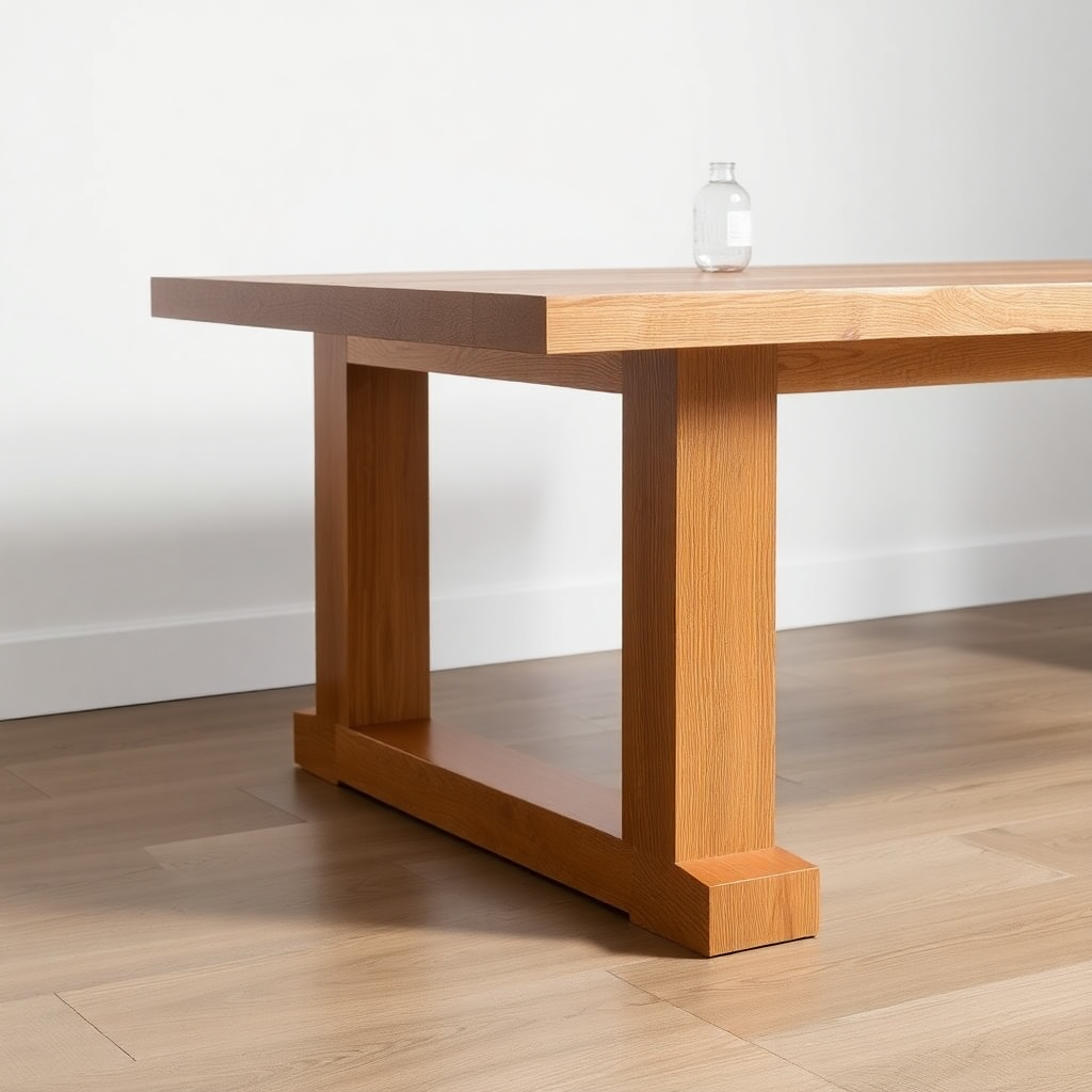 oak wood dining table side view product photo