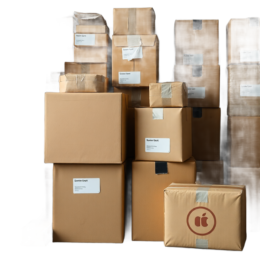 cardboard packages and parcels stacked together, shipping boxes, modern product photography