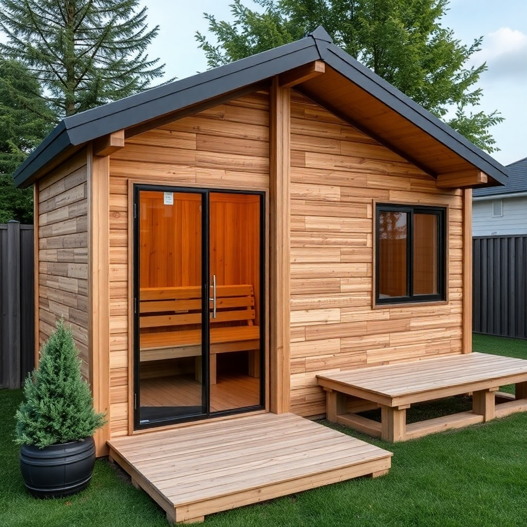 modern outdoor sauna ready made cabin exterior