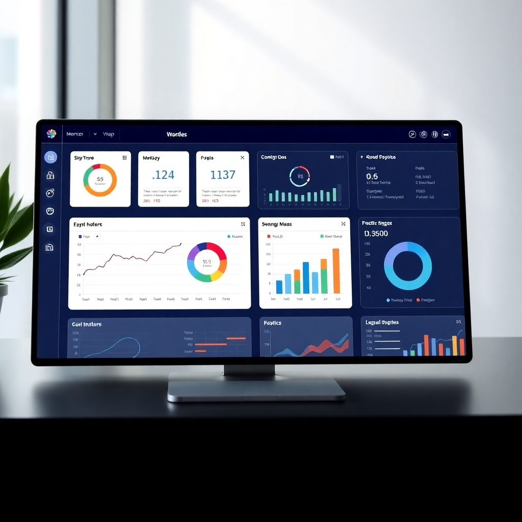 Modern SaaS software interface, cloud platform dashboard, business analytics tools, professional enterprise design