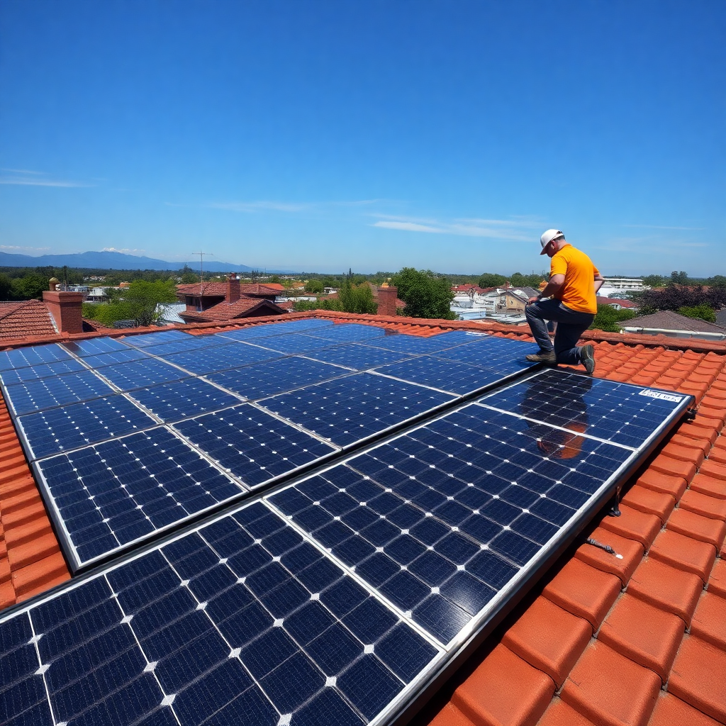 solar panels, rooftop solar installation, clean energy, professional product photography