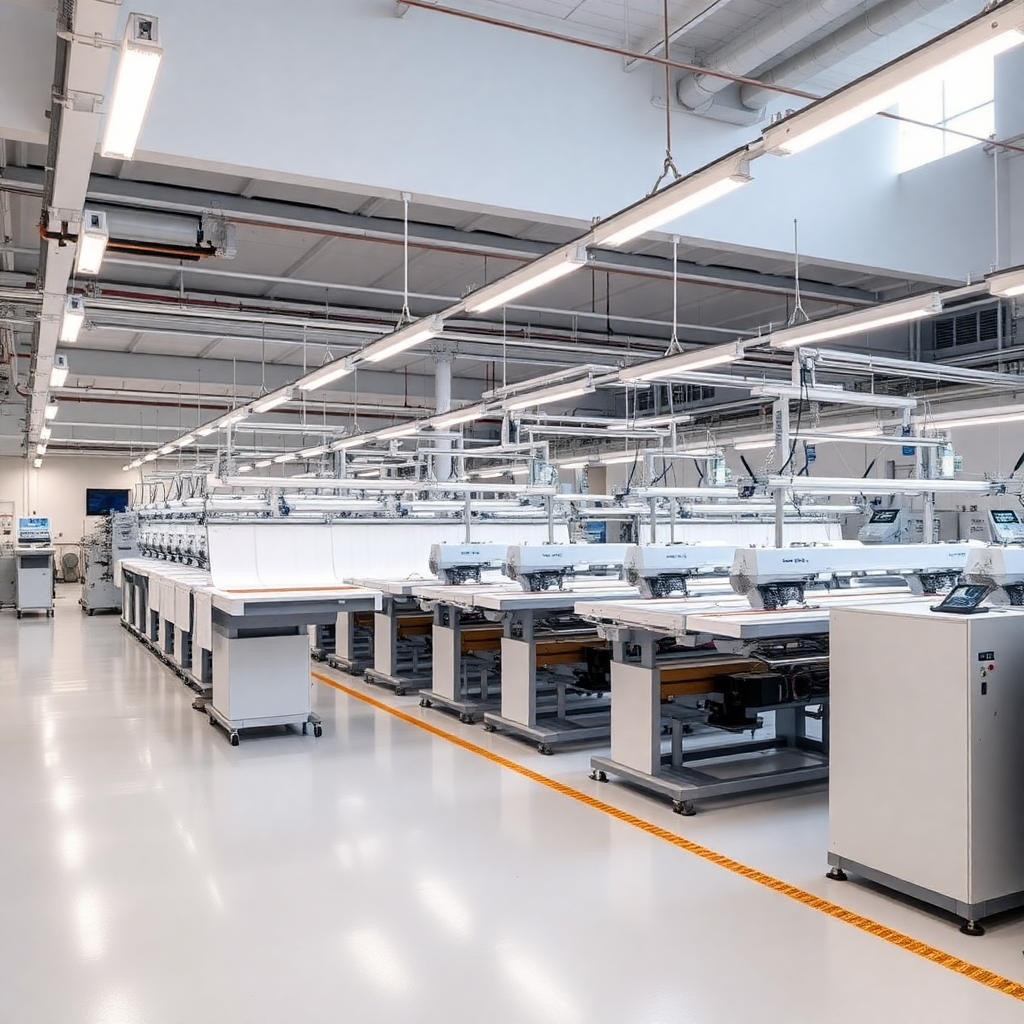 advanced textile machinery, modern production line, quality control station