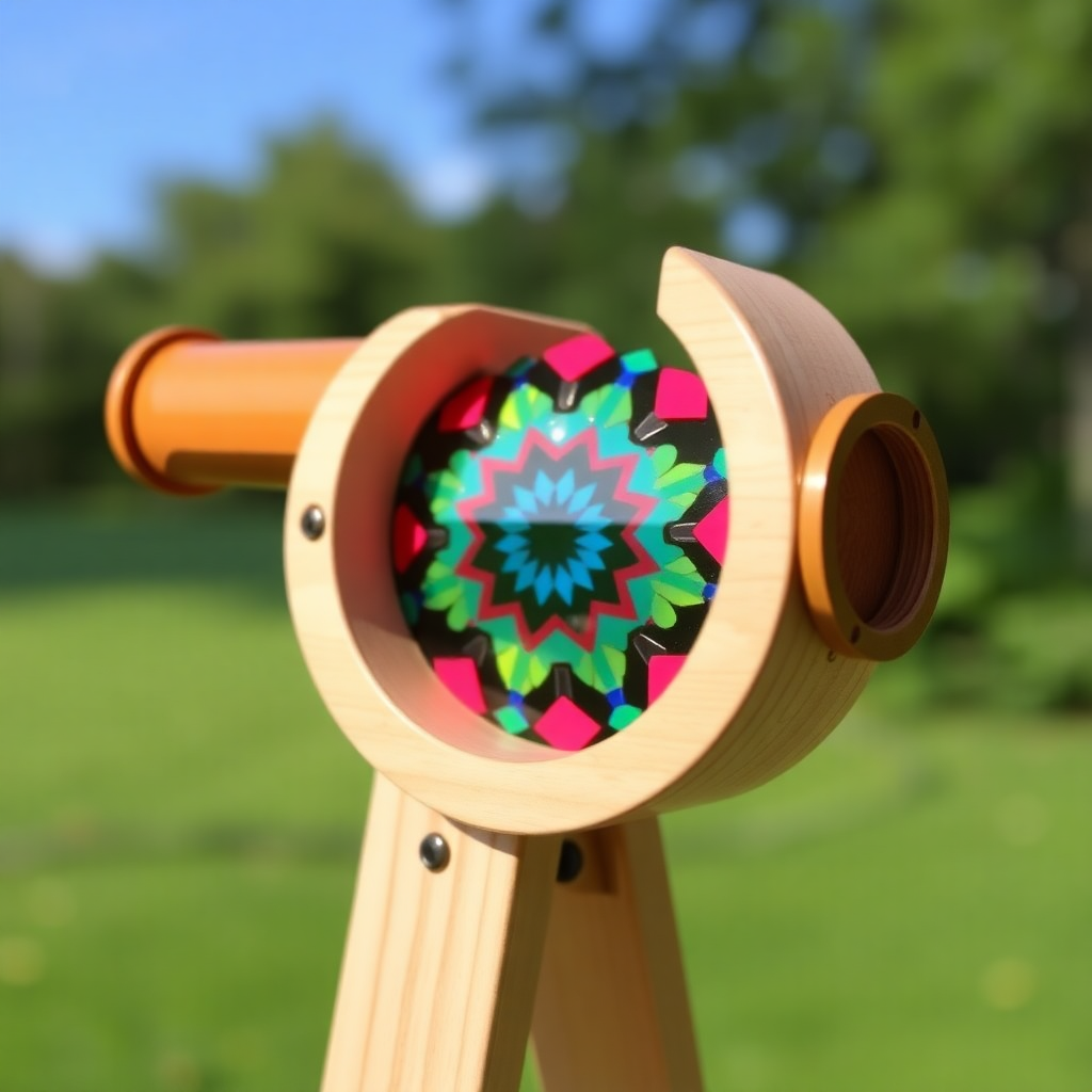 Colorful, durable wooden kaleidoscope designed for children