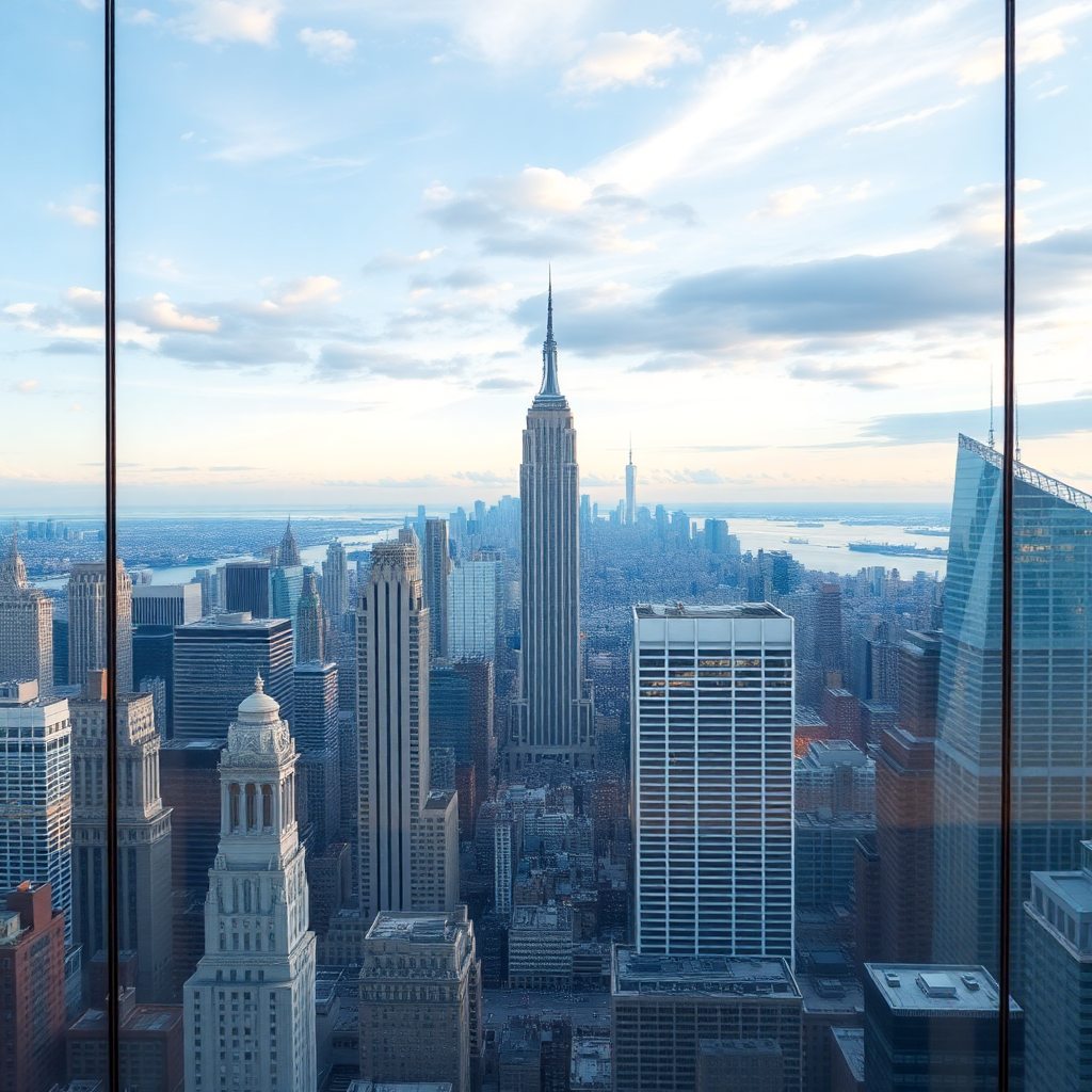 New York City skyline luxury penthouse window
