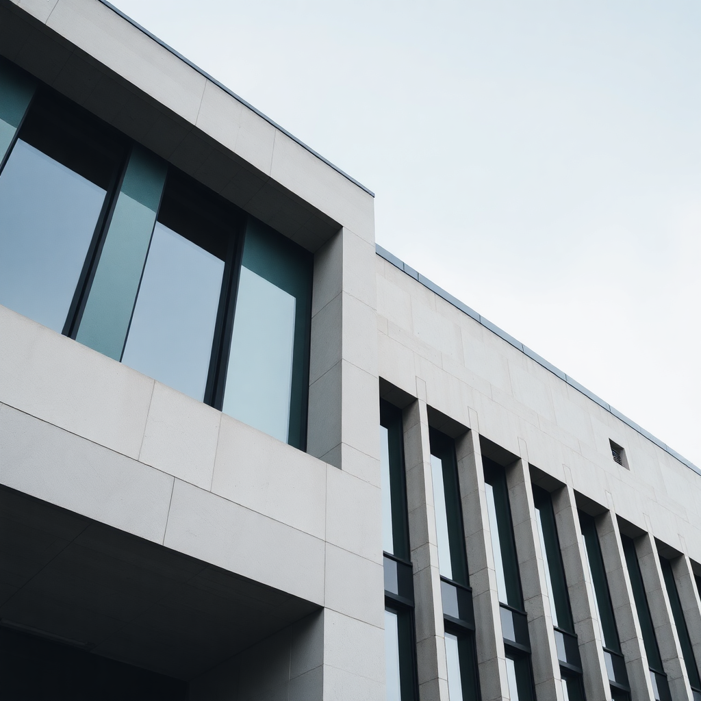 modern minimalist building facade detail concrete and glass architecture architectural photography style