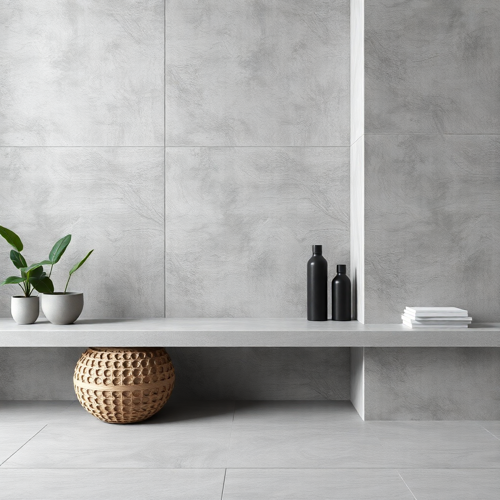 light grey cement floor tile modern minimalist smooth
