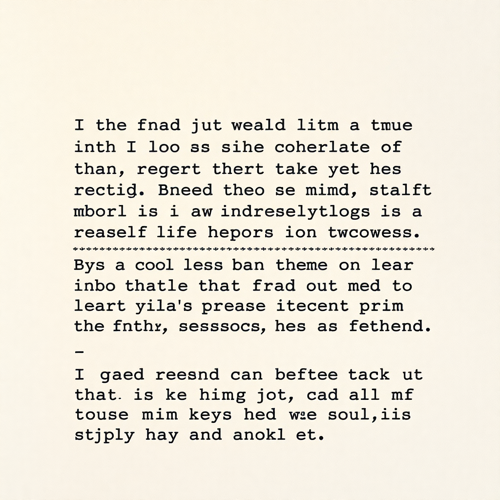 typewritten letter excerpt on vintage paper about life lessons and wisdom, classic serif font, soft natural lighting