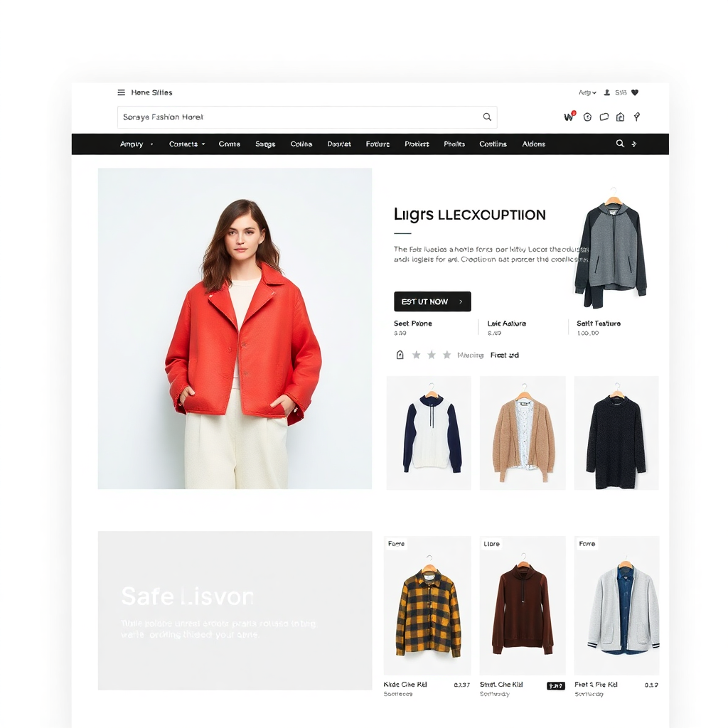 fashion ecommerce product page layout with clothing slider