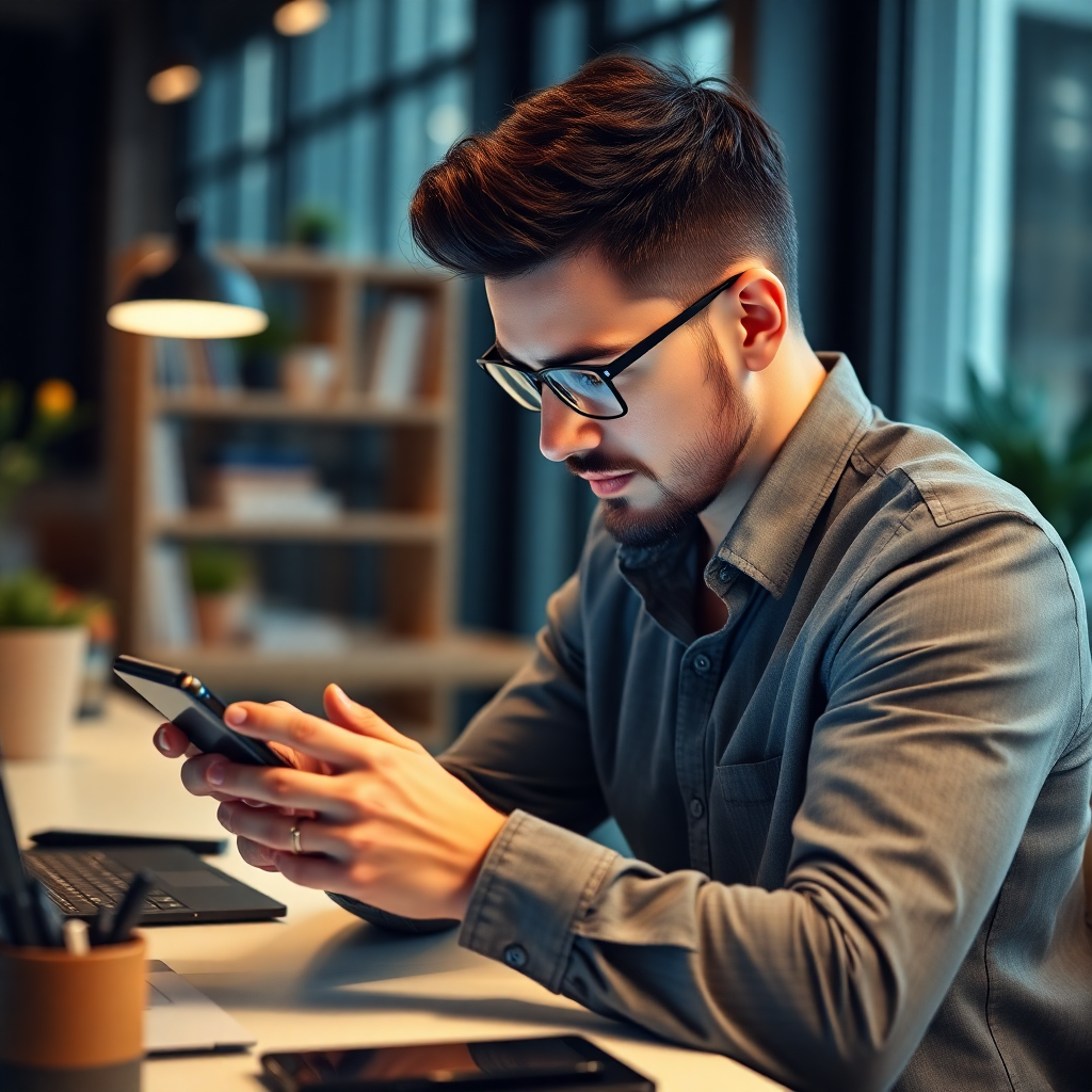 Marketer reviewing campaign performance on a phone