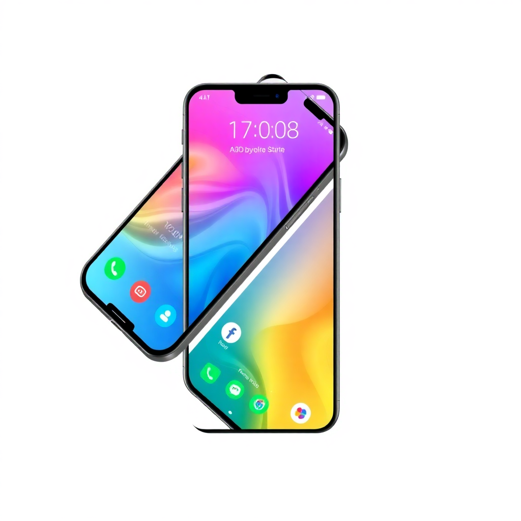 mobile app development, smartphone interface, modern UI design, colorful screens