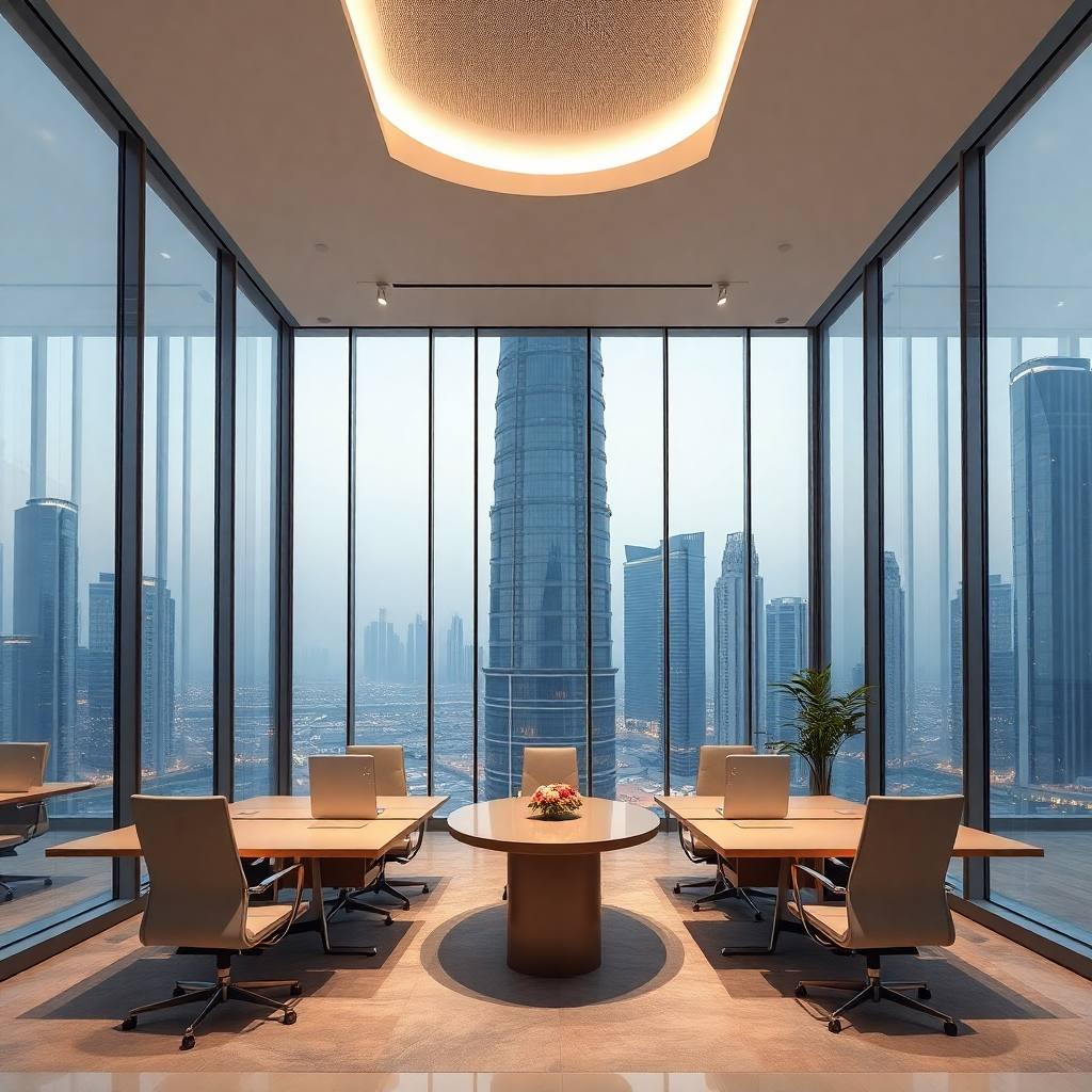 modern sleek office space in dubai business bay skyscraper