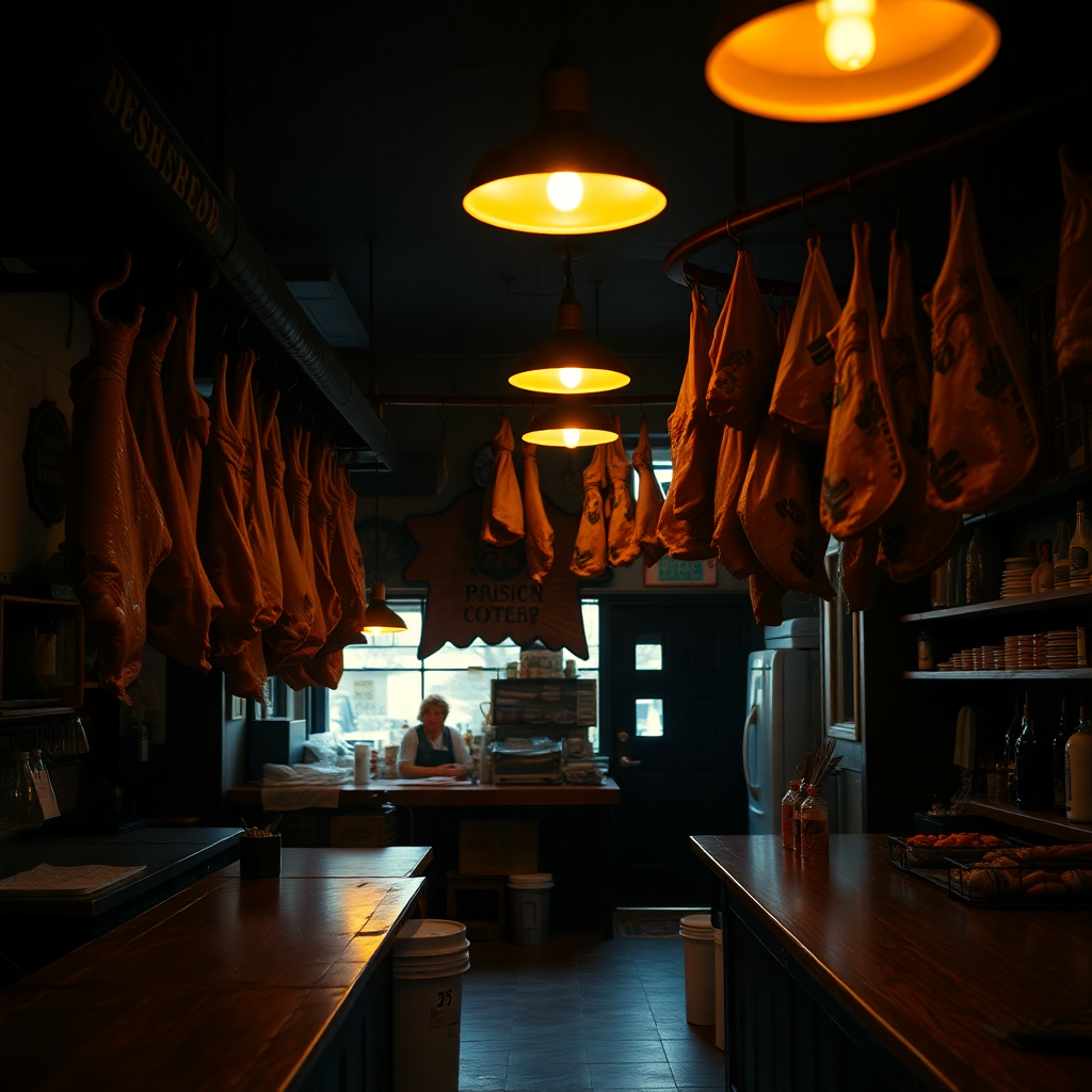 Rustic butcher shop interior