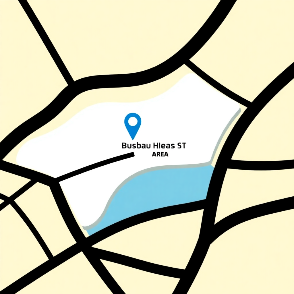 minimalistic stylized map of Dubai Business Bay area with a single blue pin