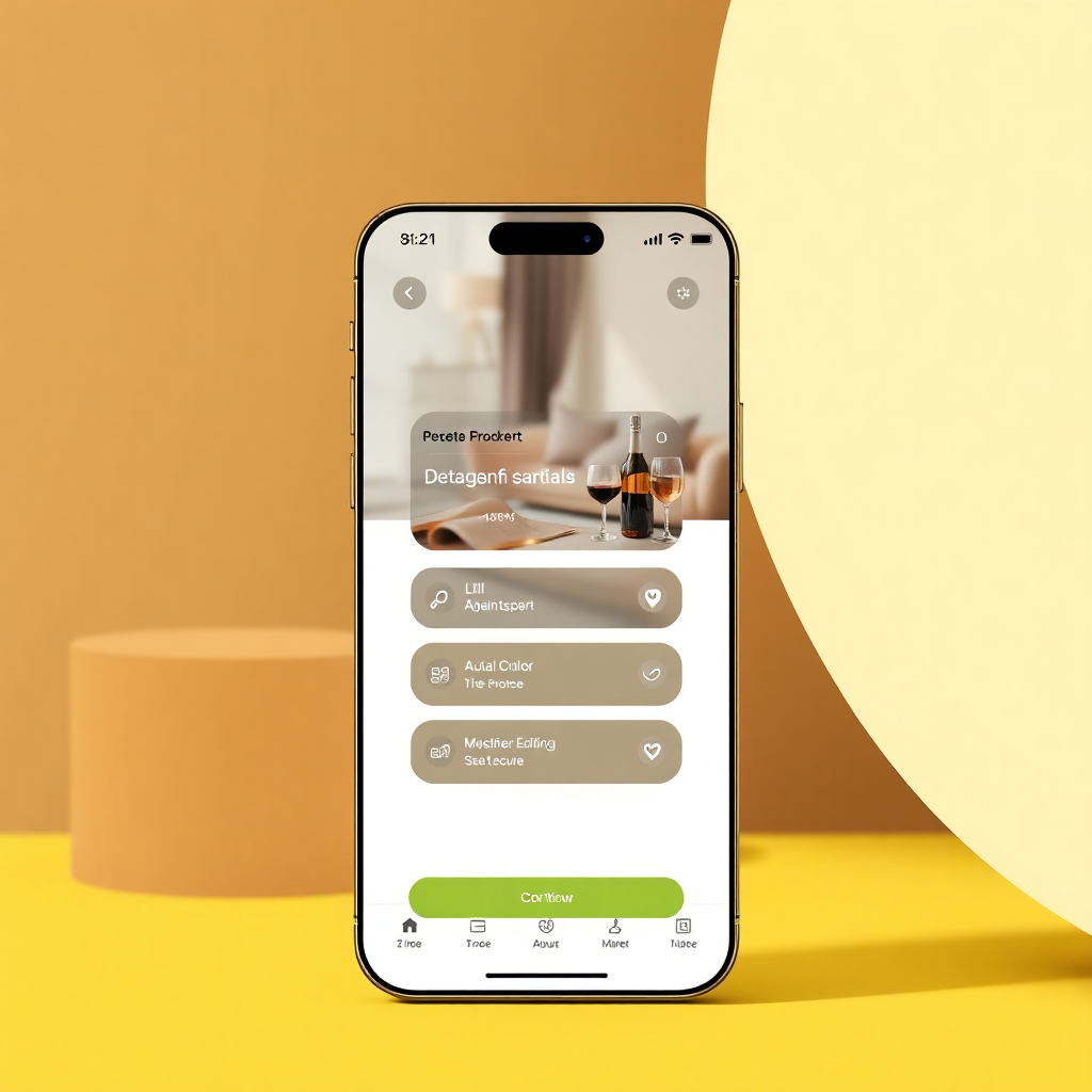 digital concierge interface, mobile app UI, luxury services