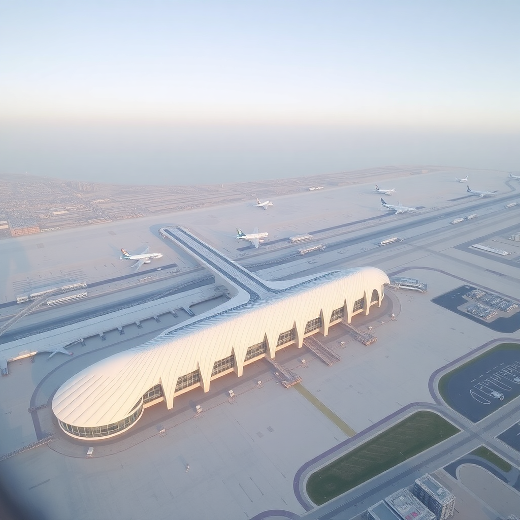 Dubai international airport aerial view terminals modern architecture UAE