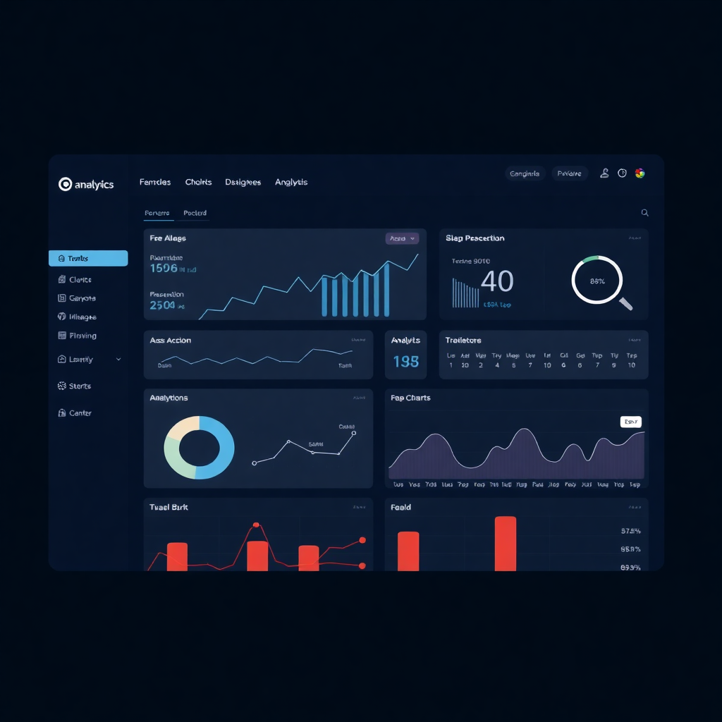 modern saas dashboard interface with analytics charts and clean design, dark theme