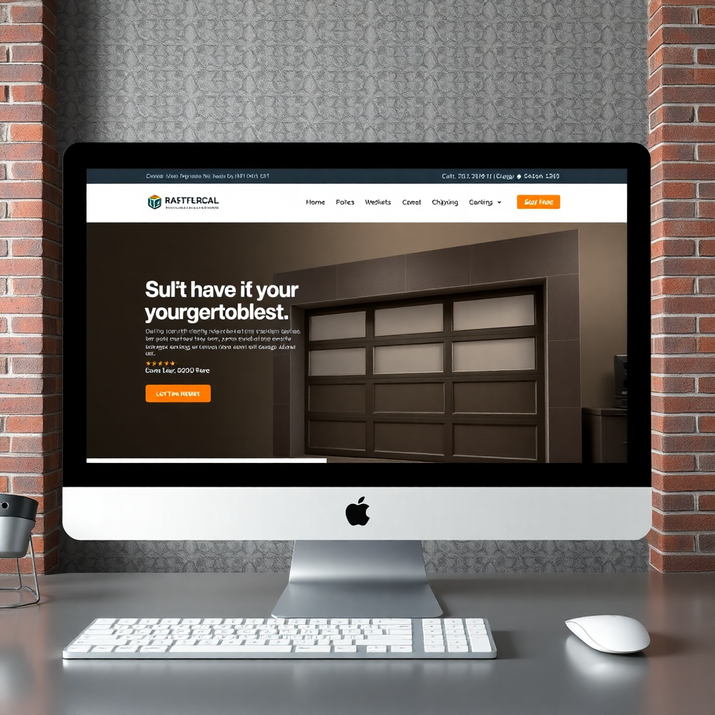 professional garage door company website design, industrial modern aesthetic, desktop mockup