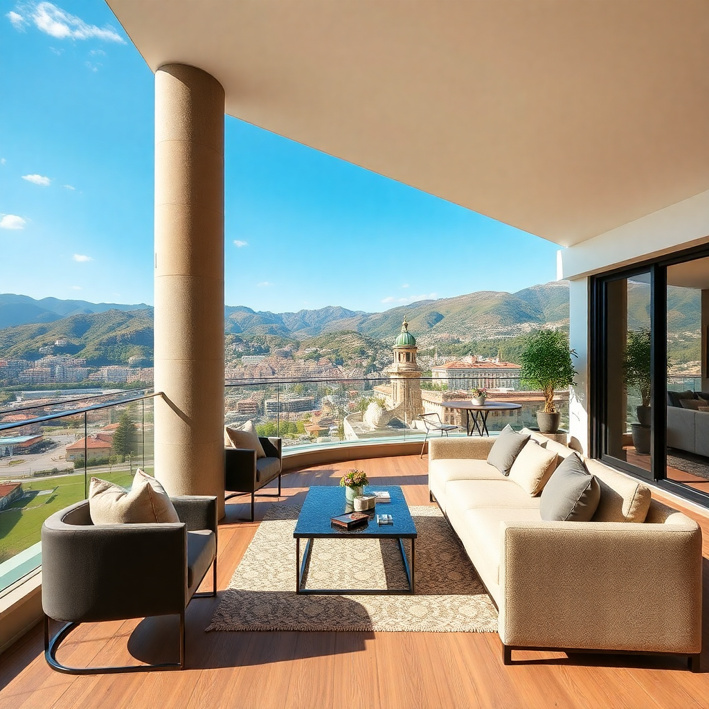 luxury penthouse apartment Andorra la Vella panoramic city mountain view terrace sophisticated interior design editorial photography