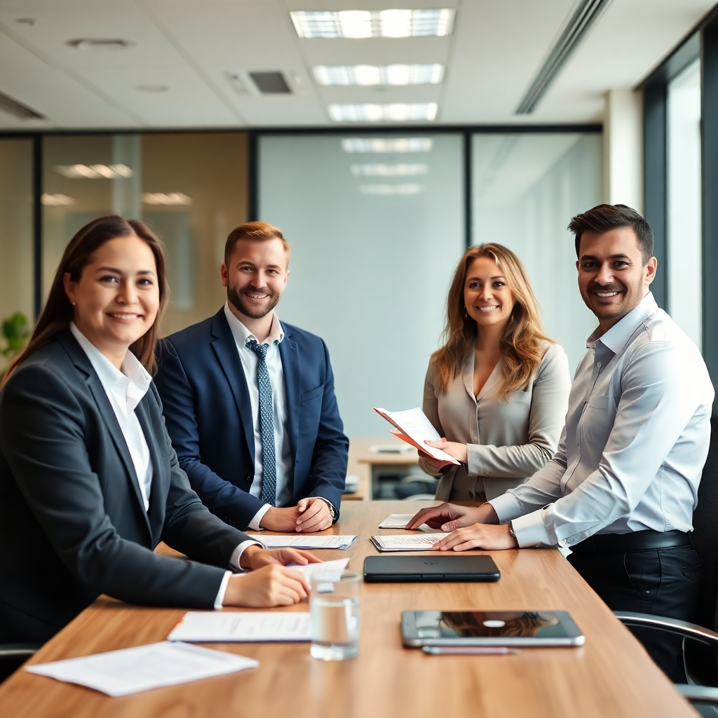 professional financial team, office environment, modern banking
