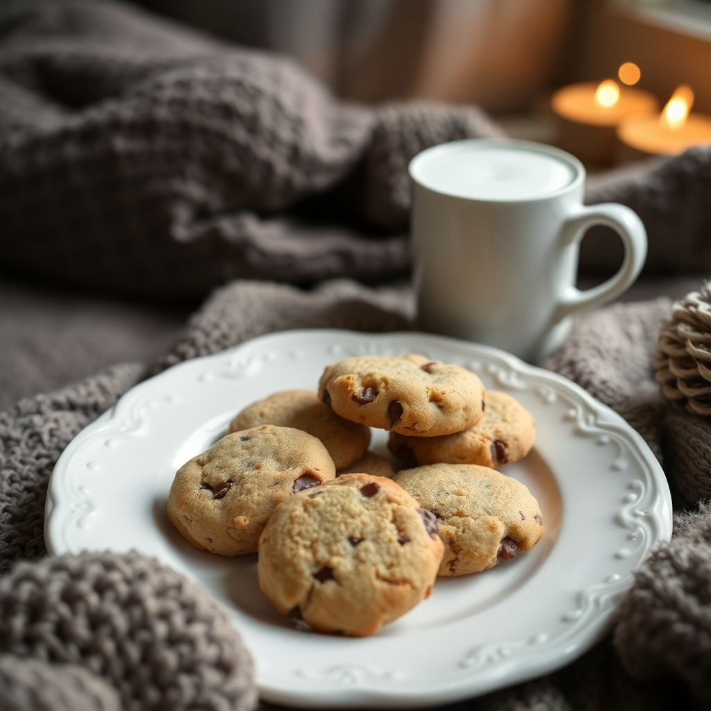 cozy home setting with plate of cookies