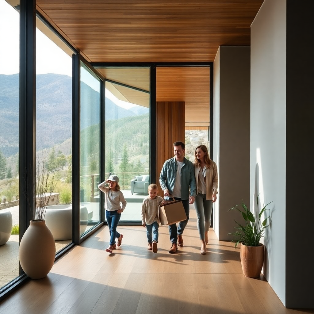Family arrival at a private mountain residence in Andorra