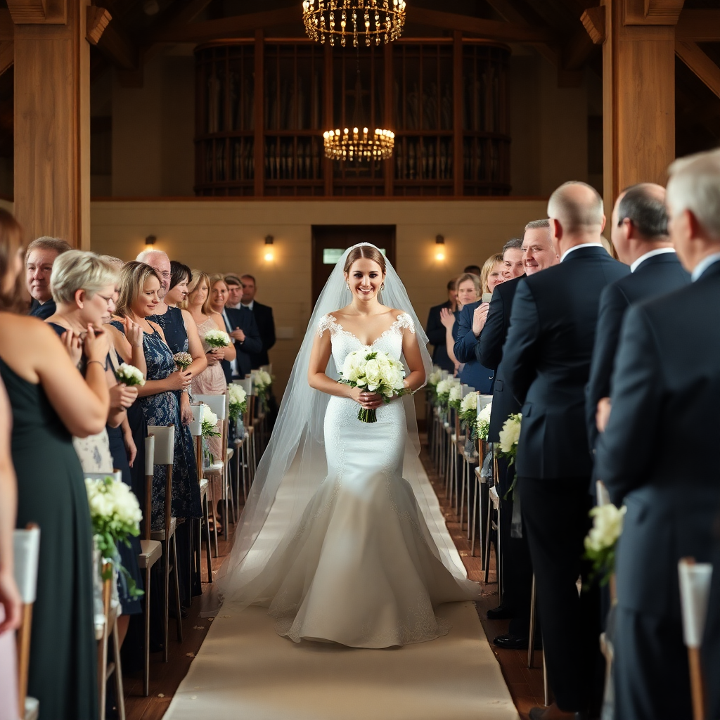 wedding ceremony bride walking down aisle emotional moment