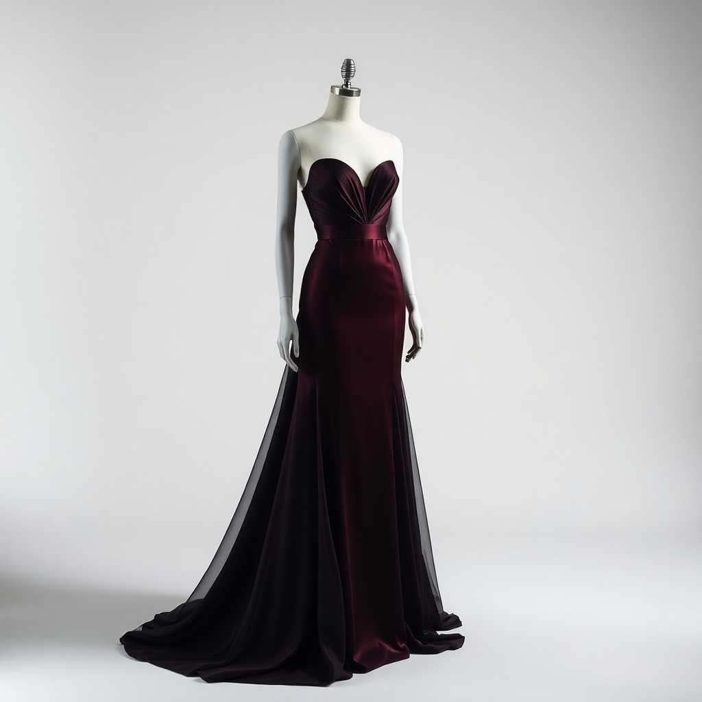 luxury fashion collection elegant evening dress on mannequin studio photography