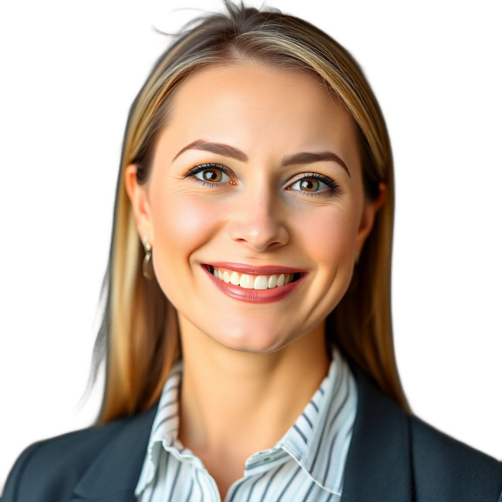 professional woman smiling looking at camera, headshot portrait