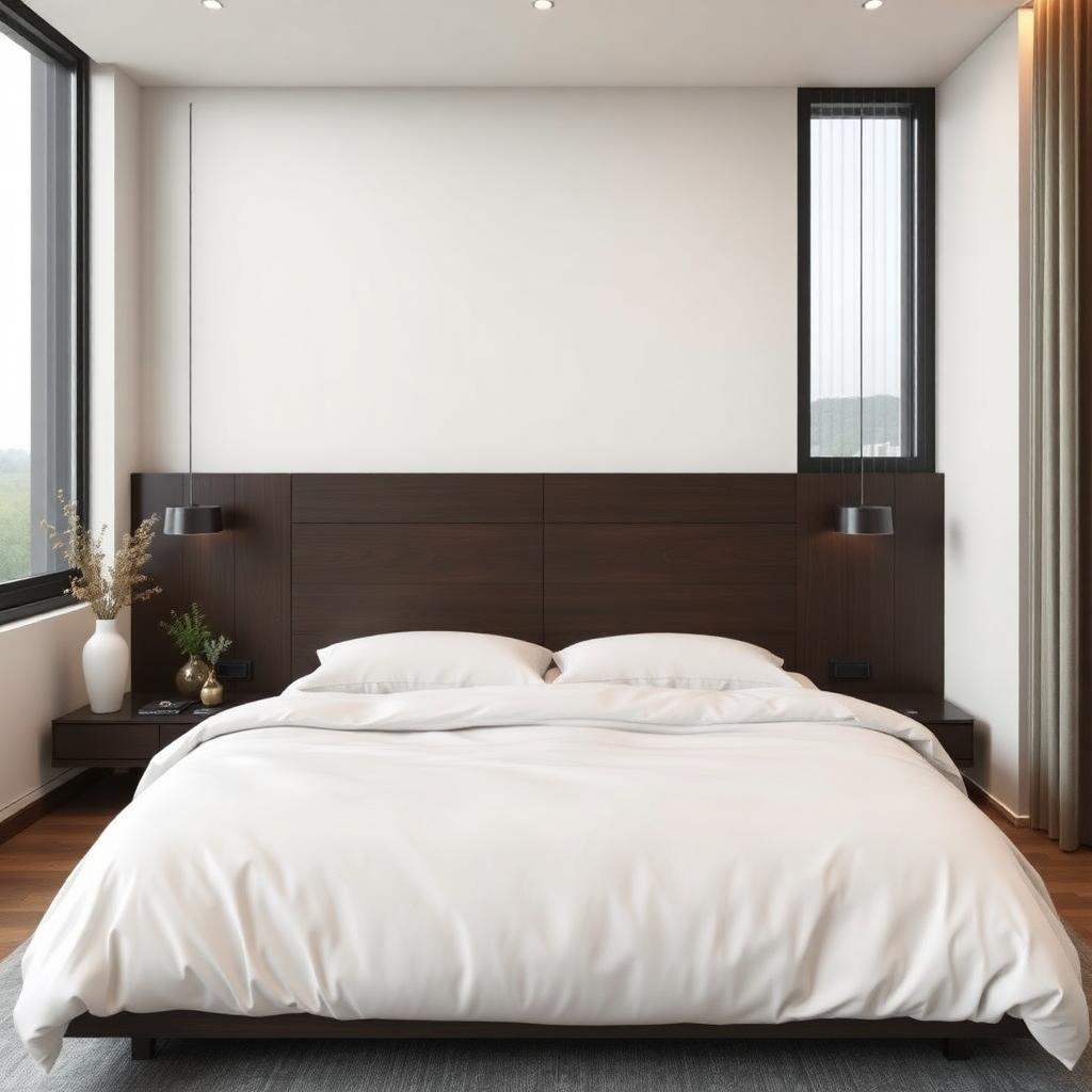 modern minimalist bedroom interior smart home