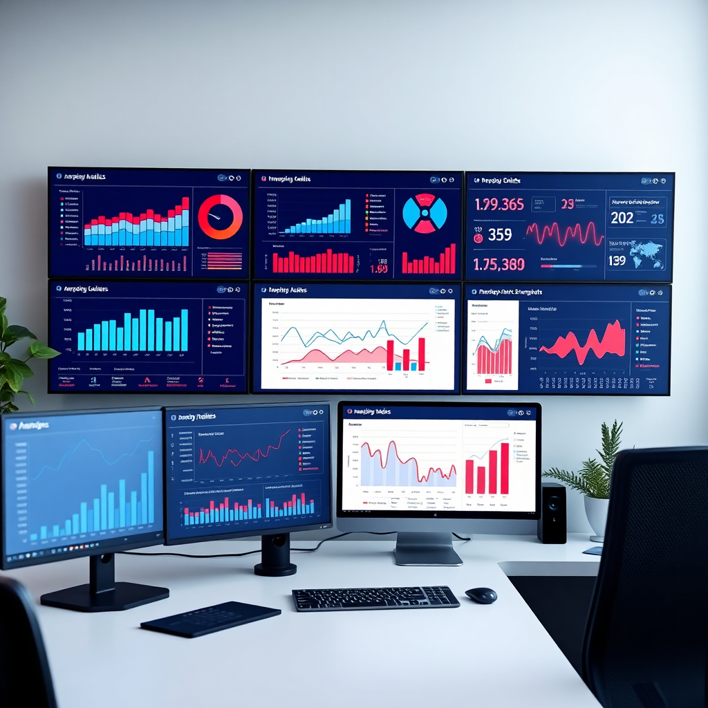 digital marketing agency office in Pune with team working on campaigns, modern workspace with analytics screens showing SEO and social media metrics, professional environment in Baner area, contemporary design, natural lighting