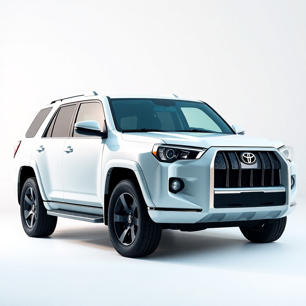 white SUV car three quarter view studio lighting