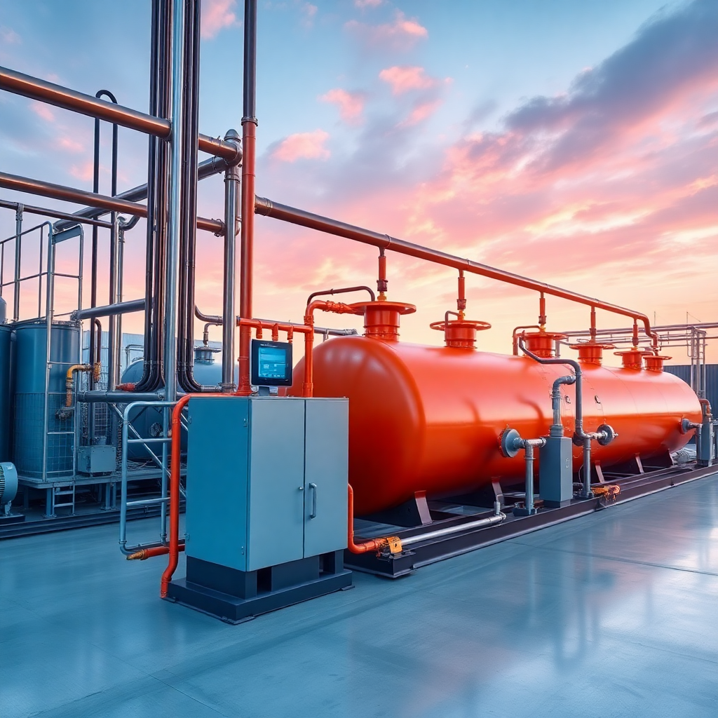 Modern oil storage terminal with advanced control systems and monitoring equipment