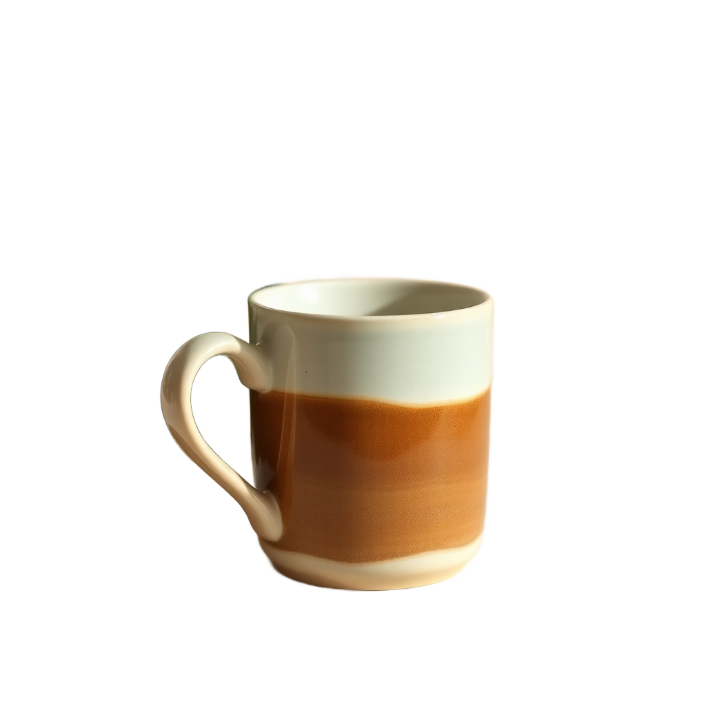 Aesthetic ceramic coffee mug on neutral background