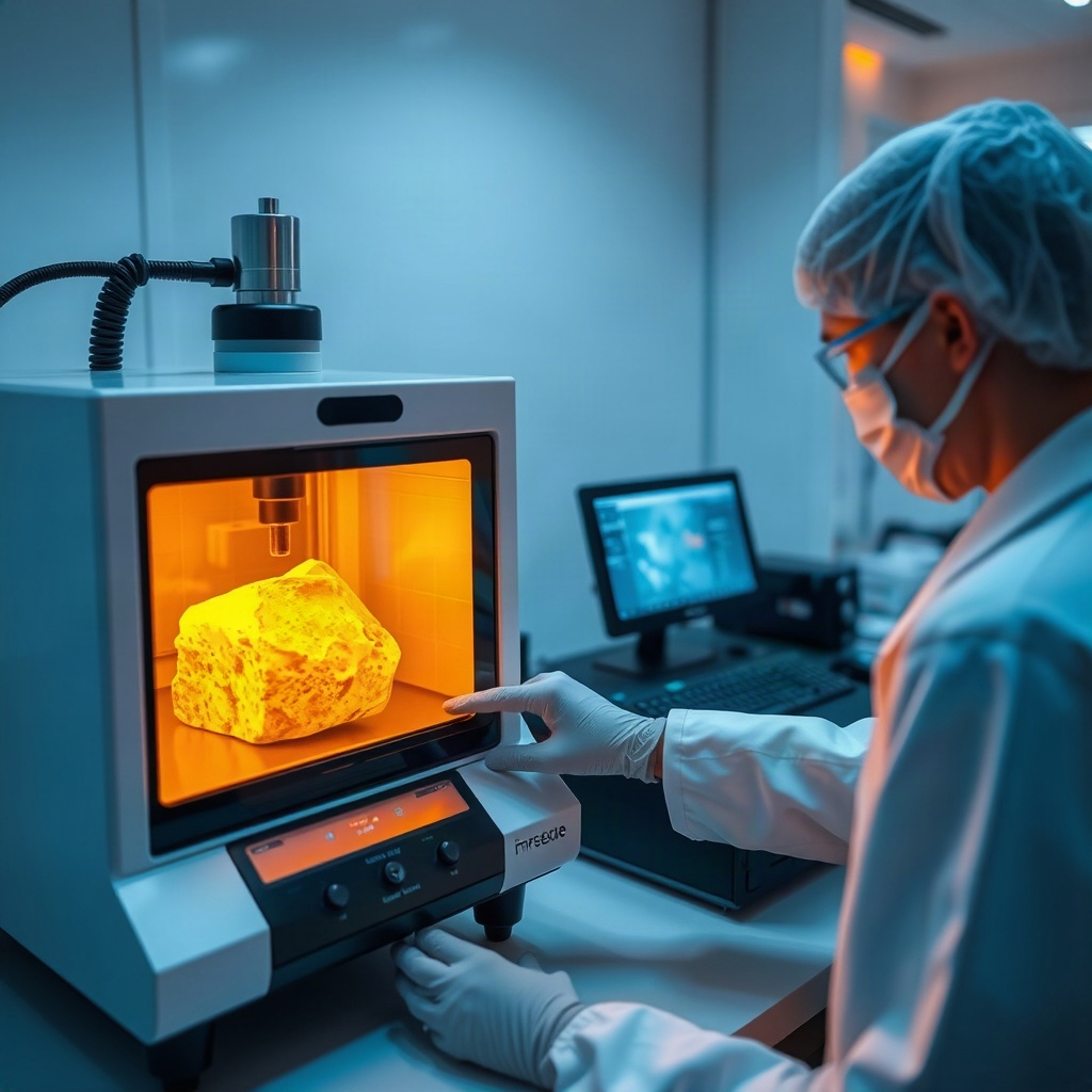 modern laboratory infrared testing equipment analyzing stone material sample