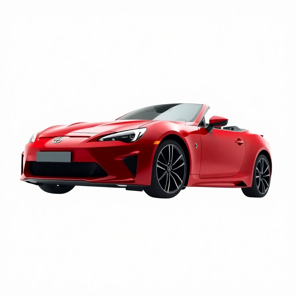 red luxury sports car floating without background, dynamic angle, studio lighting, photorealistic