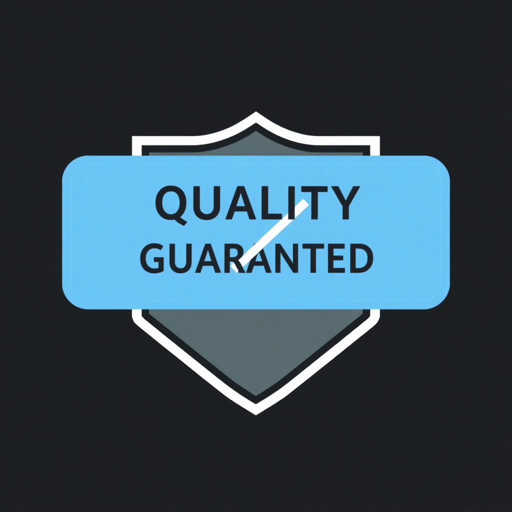 minimal flat icon of a quality guarantee checkmark badge, white line art