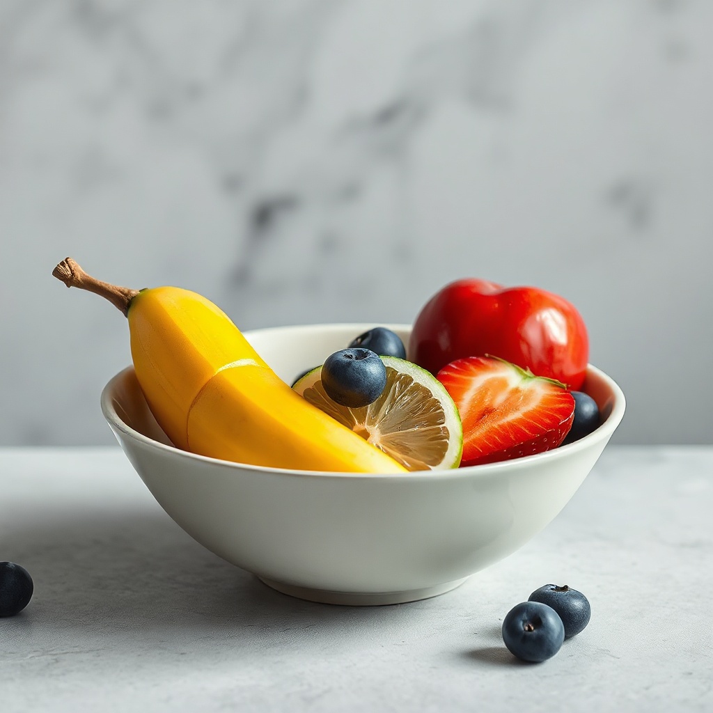 minimalist ceramic bowl with fresh fruit