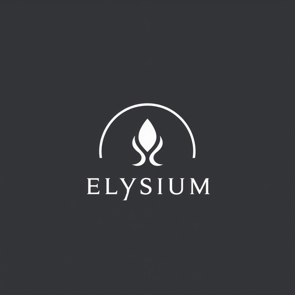 Minimalist white logo for fine dining group 'Elysium', without background