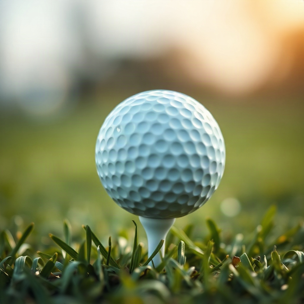macro shot of a golf ball being placed on a tee, minimalist clean shot