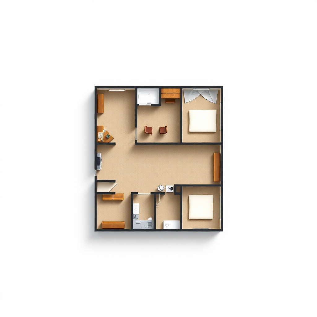 minimalist architectural floor plan blueprint third floor apartment building top-down view clean lin
