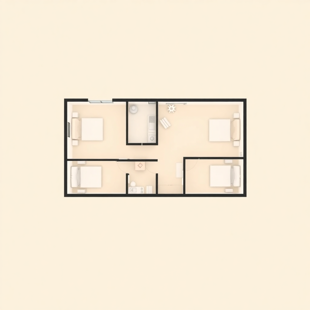 minimalist architectural floor plan blueprint second floor apartment building top-down view clean li