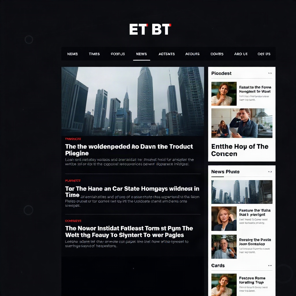 digital news portal interface, modern typography, responsive layout, clean dark aesthetic
