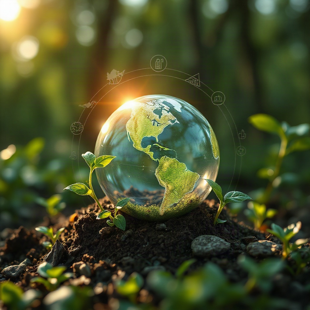 sustainability concept image, nature and technology